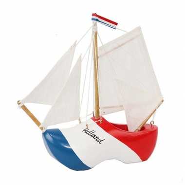 Model zeilboot klomp holland met witte masten 20 cm